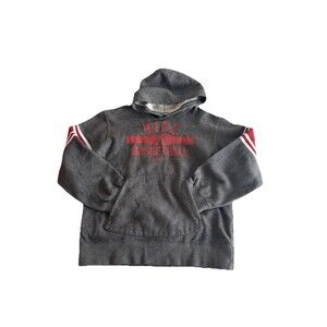VINTAGE Y2K Nike Hoodie Sweatshirt Youth Size Large Gray Red basketball Flaw
